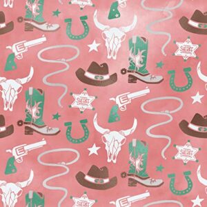 cute cowgirl birthday wrapping paper premium western gift wrap party decoration decor (6 foot x 30 inch roll), pink