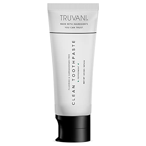 Truvani Clean Fluoride Free Toothpaste - Natural Paraben & Carrageenan Free Toothpaste - Peppermint (4.5 oz)