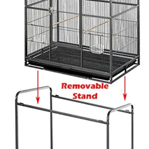 54" Large Wrought Iron Metal Bird Flight Breeder Cage with Side Breeding Nest Doors with Removable Rolling Stand