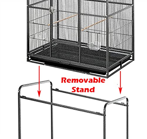 54" Large Wrought Iron Metal Bird Flight Breeder Cage with Side Breeding Nest Doors with Removable Rolling Stand