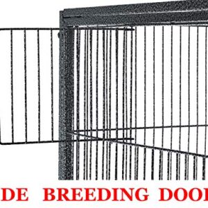 54" Large Wrought Iron Metal Bird Flight Breeder Cage with Side Breeding Nest Doors with Removable Rolling Stand