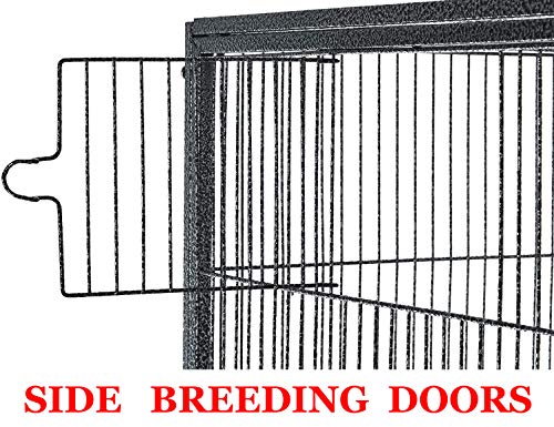 54" Large Wrought Iron Metal Bird Flight Breeder Cage with Side Breeding Nest Doors with Removable Rolling Stand