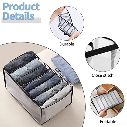 Yionna 2 pcs 7 grid Clothes Organizer Clothing Storage for Jeans T Shirt Pants Organization and Storage 7 grid 14"X 9.84" X 7.87"