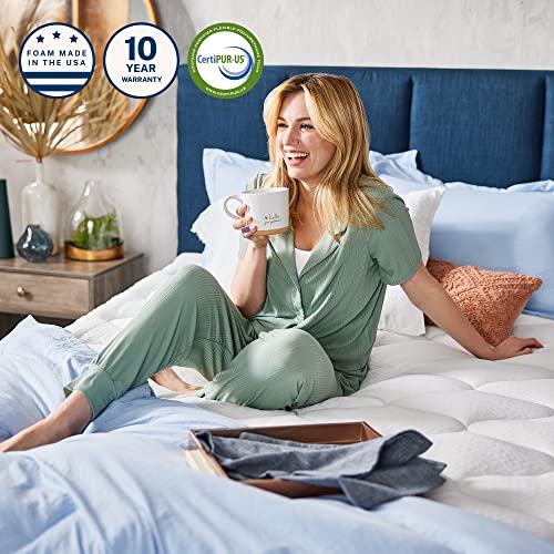 Sleep Innovations Cooling Comfort Gel Memory Foam Dual Layer Mattress Topper, 4 Inch, Twin Size, Pillow Top Cover