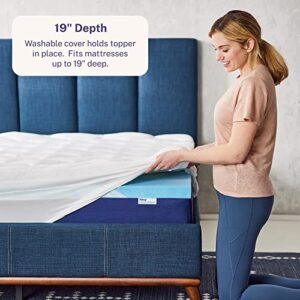 Sleep Innovations Cooling Comfort Gel Memory Foam Dual Layer Mattress Topper, 4 Inch, Twin Size, Pillow Top Cover