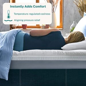 Sleep Innovations Cooling Comfort Gel Memory Foam Dual Layer Mattress Topper, 4 Inch, Twin Size, Pillow Top Cover