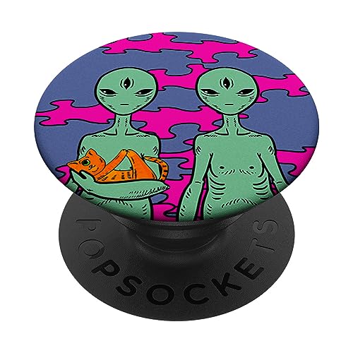 Trippy Alien Family Cat Psychedelic Hallucinogenic Space ET PopSockets Swappable PopGrip