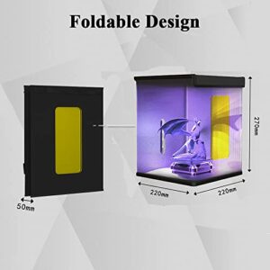 UV Resin Curing Box, Foldable Resin 3D Printed Models Curing Machine for LCD | DLP | SLA 405nm| with Driven Turntable| Time Control |Acrylic Reflector