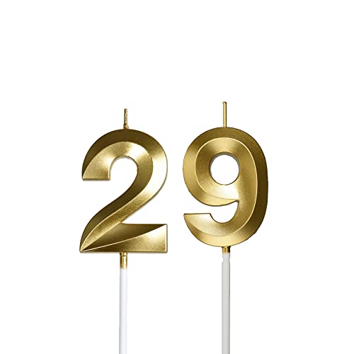 Gold 29th & 92nd Birthday Candles,Gold Number 29 92 Cake Topper for Birthday Decorations Party Decoration