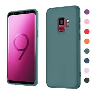 leyi galaxy s9 case, ultra slim shockproof silicone protective cover with microfiber lining, 3 layers, green