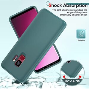 LeYi Galaxy S9 Case, Ultra Slim Shockproof Silicone Protective Cover with Microfiber Lining, 3 Layers, Green