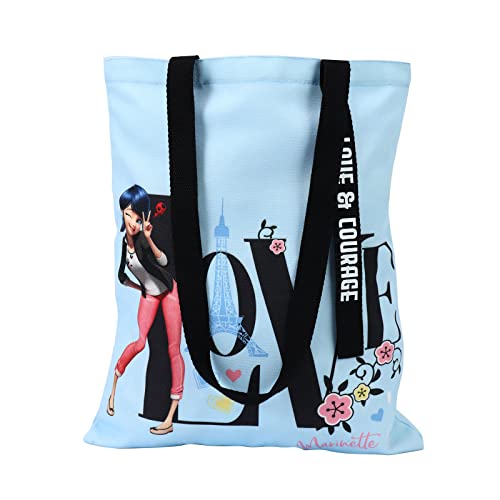 ZonLi Cute Tote Bag Aesthetic Miraculous Ladybug Cavas Tote Bag Funny Eco Reusable Book Beach Bags Shoulder Bag with Inner Pockets for Kids Students Girl Gifts Ideas Birthday Easter Saint Patrick