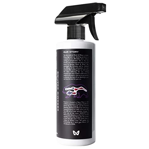 WASH&WHIPS Sonoma Ceramic Coating Spray 9H - Easy to Apply, No Cure Time - Protect from Sun Rays Chemical Stains, Hydrophobic with a Glossy Shine & Finish - Cars, Rv’s, Motorcycles & Boats - 16 fl oz