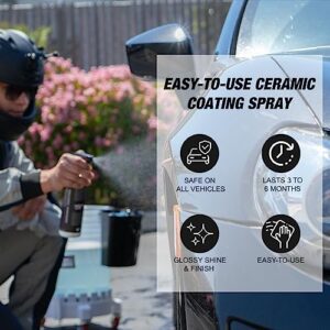 WASH&WHIPS Sonoma Ceramic Coating Spray 9H - Easy to Apply, No Cure Time - Protect from Sun Rays Chemical Stains, Hydrophobic with a Glossy Shine & Finish - Cars, Rv’s, Motorcycles & Boats - 16 fl oz