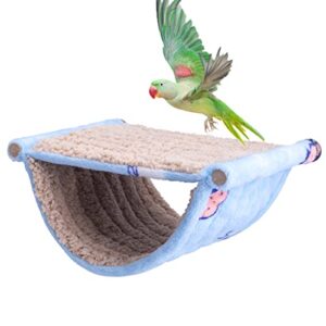 Bird Nest Double Layer Hanging Hammock Bed Toy for Parrot Parakeet Cockatiel Conure Cockatoo Amazon Lovebird Finch Budgie Hamster Rat Gerbil Chinchilla Cage Perch (Blue)