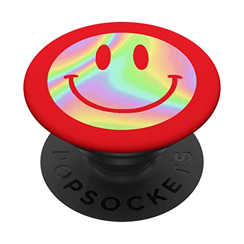 Fun Smiley Face Happy Smile Design on Red PopSockets Swappable PopGrip