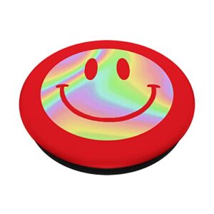 Fun Smiley Face Happy Smile Design on Red PopSockets Swappable PopGrip