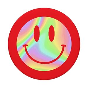 Fun Smiley Face Happy Smile Design on Red PopSockets Swappable PopGrip