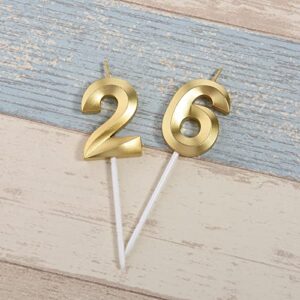 Gold 26th & 62nd Birthday Candles,Gold Number 26 62 Cake Topper for Birthday Decorations Party Decoration