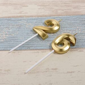 Gold 26th & 62nd Birthday Candles,Gold Number 26 62 Cake Topper for Birthday Decorations Party Decoration