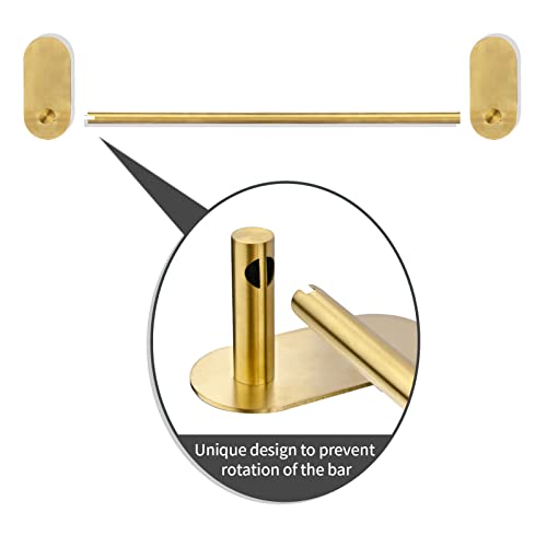 HouseAid 5-Piece Self Adhesive Towel Holder Set for Bathroom, Adhesive Bathroom Hardware Accessories Including Towel Ring, Toilet Paper Holder, 18” Towel Bar and 2 Towel Hooks, Brushed Gold