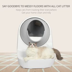 boqii Catlink Self Cleaning Cat Litter Box Stair for Multiple Cats, White, Large