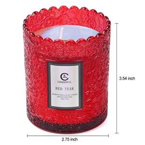 LUKKLOVE Red Teak Candle, Scented Candles Gifts for Women, Single Wick Glass Candles for Home Scented, Over 45 Hours of Burn Time Classic Glass Tumbler