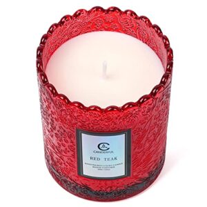 LUKKLOVE Red Teak Candle, Scented Candles Gifts for Women, Single Wick Glass Candles for Home Scented, Over 45 Hours of Burn Time Classic Glass Tumbler