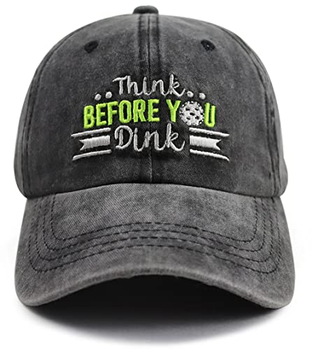 Pickleball Gifts for Men Women, Funny Pickleball Accessories, Think Before You Dink Pickle Ball Lovers Hats, Adjustable Cotton Embroidered Sport Baseball Cap Present for Birthday Christmas Retirement