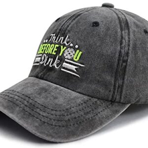 Pickleball Gifts for Men Women, Funny Pickleball Accessories, Think Before You Dink Pickle Ball Lovers Hats, Adjustable Cotton Embroidered Sport Baseball Cap Present for Birthday Christmas Retirement