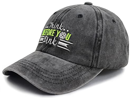 Pickleball Gifts for Men Women, Funny Pickleball Accessories, Think Before You Dink Pickle Ball Lovers Hats, Adjustable Cotton Embroidered Sport Baseball Cap Present for Birthday Christmas Retirement