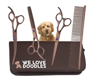 we love doodles dog grooming scissors kit - dog grooming shears - curved dog grooming scissors - thinning scissors for dogs - best grooming scissors for goldendoodles