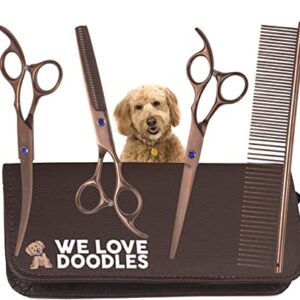 We Love Doodles Dog Grooming Scissors Kit - Dog Grooming Shears - Curved Dog Grooming Scissors - Thinning Scissors For Dogs - Best Grooming Scissors For Goldendoodles