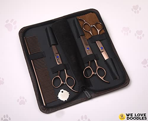 We Love Doodles Dog Grooming Scissors Kit - Dog Grooming Shears - Curved Dog Grooming Scissors - Thinning Scissors For Dogs - Best Grooming Scissors For Goldendoodles