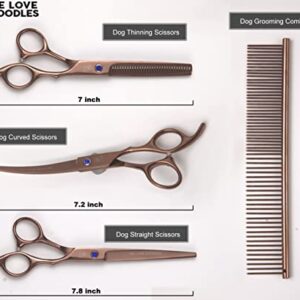 We Love Doodles Dog Grooming Scissors Kit - Dog Grooming Shears - Curved Dog Grooming Scissors - Thinning Scissors For Dogs - Best Grooming Scissors For Goldendoodles