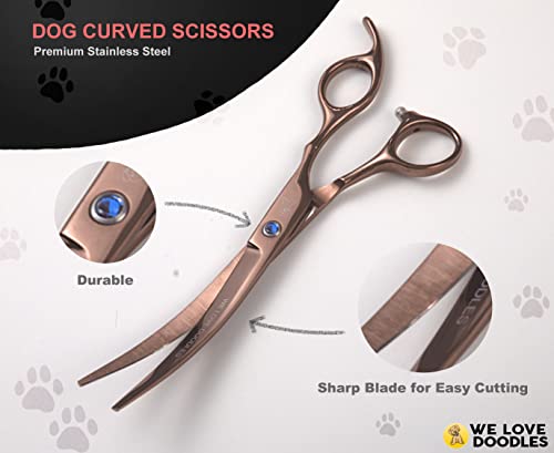 We Love Doodles Dog Grooming Scissors Kit - Dog Grooming Shears - Curved Dog Grooming Scissors - Thinning Scissors For Dogs - Best Grooming Scissors For Goldendoodles