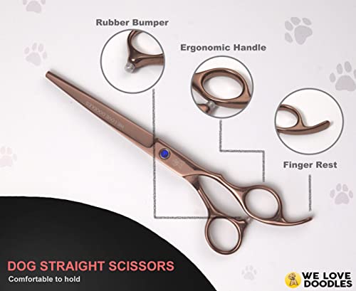 We Love Doodles Dog Grooming Scissors Kit - Dog Grooming Shears - Curved Dog Grooming Scissors - Thinning Scissors For Dogs - Best Grooming Scissors For Goldendoodles