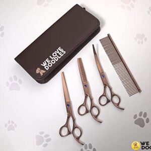 We Love Doodles Dog Grooming Scissors Kit - Dog Grooming Shears - Curved Dog Grooming Scissors - Thinning Scissors For Dogs - Best Grooming Scissors For Goldendoodles