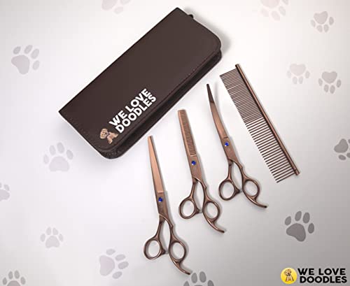 We Love Doodles Dog Grooming Scissors Kit - Dog Grooming Shears - Curved Dog Grooming Scissors - Thinning Scissors For Dogs - Best Grooming Scissors For Goldendoodles