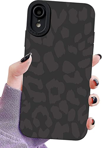 LUOWAN Black Leopard Designed for iPhone XR Case,Cute Matte Cheetah Print Pattern TPU Phone Case for Girls Women Men,Fashion Luxury Deisgn Protective Cover 6.1 Inch