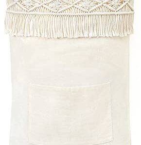 Mkono Macrame Hanging Laundry Hamper Bag Over The Door Organizer Laundry Bag Boho Decor Hanging Clothes Hamper for College Dorm Room Bathroom Home Travel Space Saving