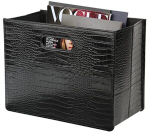 hofferruffer magazine basket holder, foldable magazine rack, document file holder organizer, file folder, newspaper storage bin organizer for home or office, home or office (black)