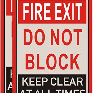 2 Pack Fire Exit Do Not Block Door Keep Clear at All Times Signs 14x10 Inches Fire Exit Safety Sign Do Not Block Sign Metal Reflective Sturdy Rust Aluminum Weatherproof Durable Easy to Install