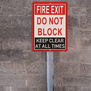 2 Pack Fire Exit Do Not Block Door Keep Clear at All Times Signs 14x10 Inches Fire Exit Safety Sign Do Not Block Sign Metal Reflective Sturdy Rust Aluminum Weatherproof Durable Easy to Install