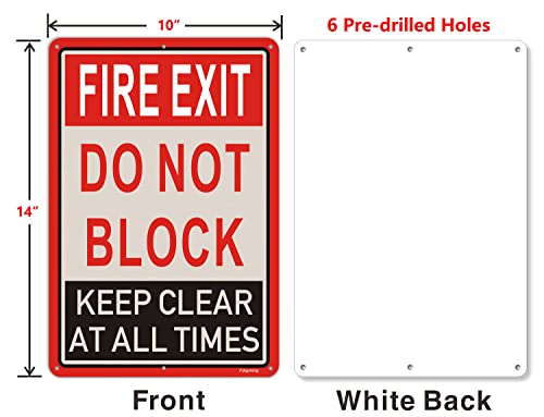 2 Pack Fire Exit Do Not Block Door Keep Clear at All Times Signs 14x10 Inches Fire Exit Safety Sign Do Not Block Sign Metal Reflective Sturdy Rust Aluminum Weatherproof Durable Easy to Install