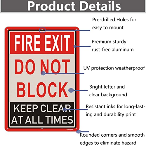 2 Pack Fire Exit Do Not Block Door Keep Clear at All Times Signs 14x10 Inches Fire Exit Safety Sign Do Not Block Sign Metal Reflective Sturdy Rust Aluminum Weatherproof Durable Easy to Install