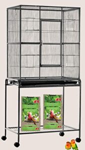 54" pet products large wrought iron breeding bird flight cage side nesting doors with removable rolling stand
