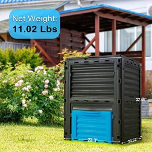 Azaeahom Outdoor Compost Bin 80 Gallon (300L) Large, Garden Composter from PP Material,Composting Box Easy Assembly & Many Vents, Create Fertile Soil Fast, Lightweight & Sturdy