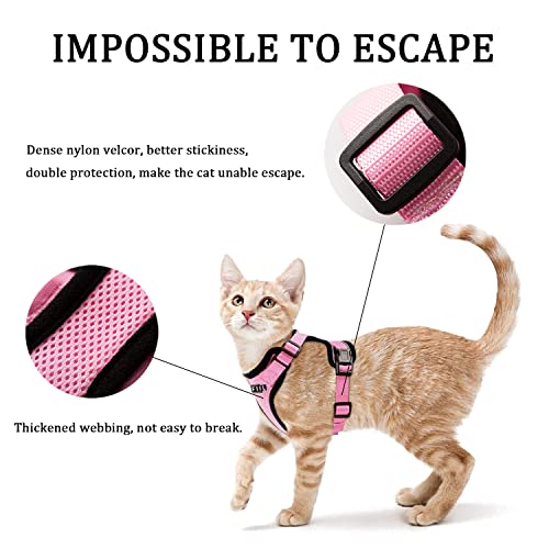 FIIL Cat Harness and Leash for Walking, Escape Proof Soft Adjustable Vest Harnesses for Cats, Adjustable Dog Harness - Reflective and Soft（Pink）. (XS, Pink)