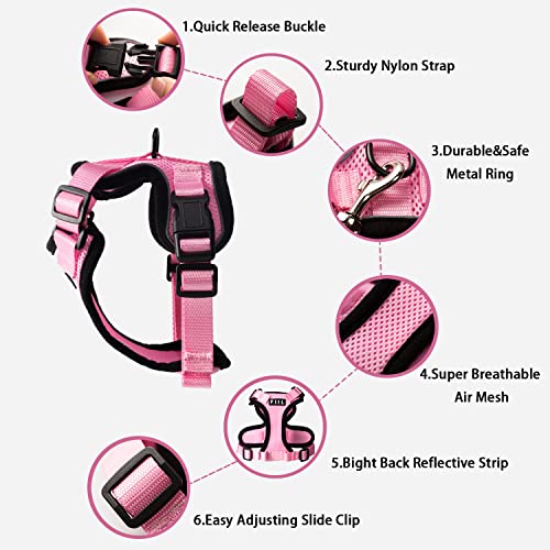 FIIL Cat Harness and Leash for Walking, Escape Proof Soft Adjustable Vest Harnesses for Cats, Adjustable Dog Harness - Reflective and Soft（Pink）. (XS, Pink)